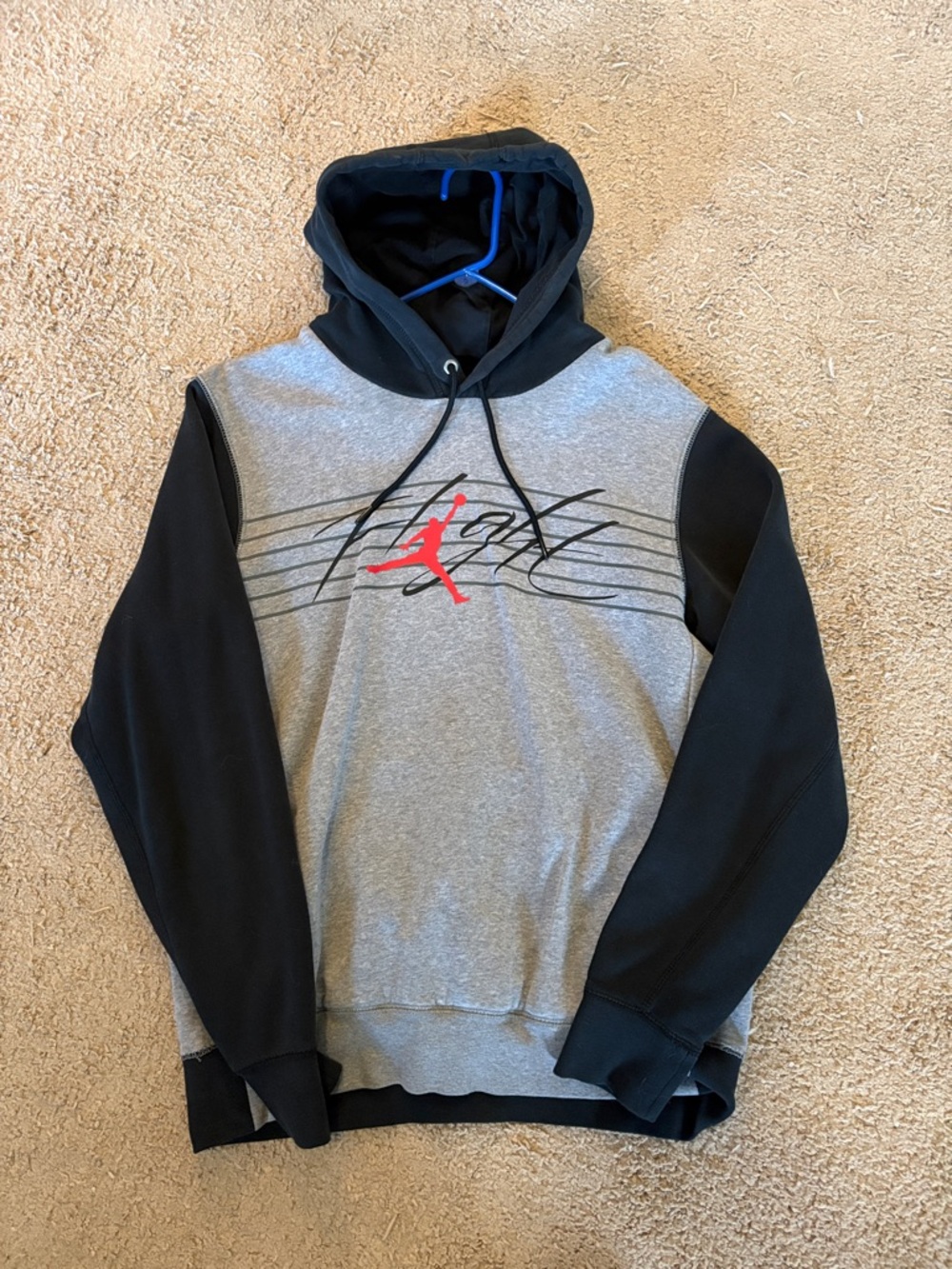 Jordan Grey & Black Hoodie with Red Jumpman